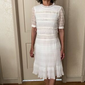 Velvet brand, White lace midi dress